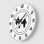 No Dogs Allowed Bold Black and White Symbol Große Wanduhr (Winkel)