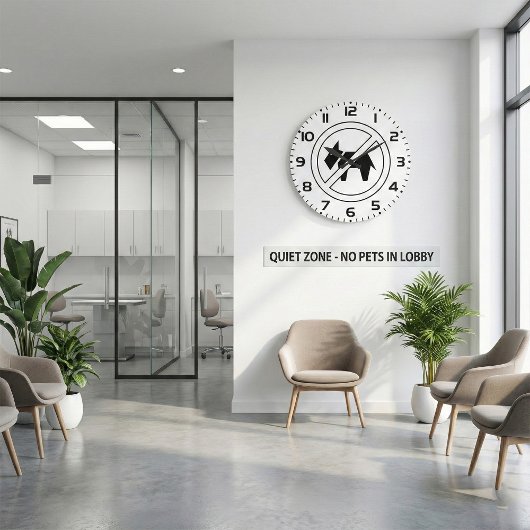 No Dogs Allowed Bold Black and White Symbol Große Wanduhr