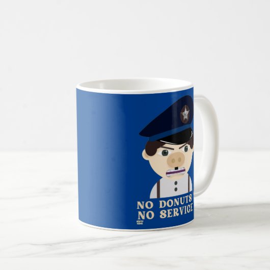 "NO DONUTS, NO SERVICE" lustiger Polizeibeamter Kaffeetasse (VorderseiteRechts)