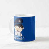 "NO DONUTS, NO SERVICE" lustiger Polizeibeamter Kaffeetasse (Vorderseite Links)