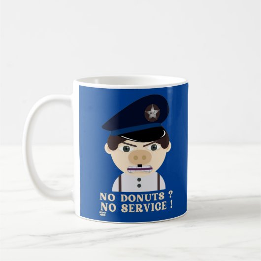 "NO DONUTS, NO SERVICE" lustiger Polizeibeamter Kaffeetasse (Links)