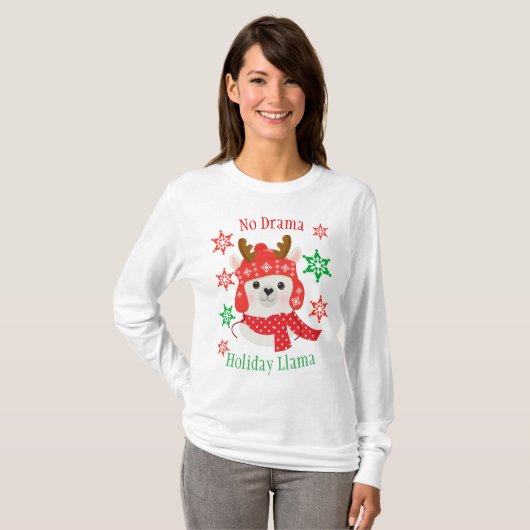 No Drama Holiday Christmas Llama T-Shirt (Vorne ganz)