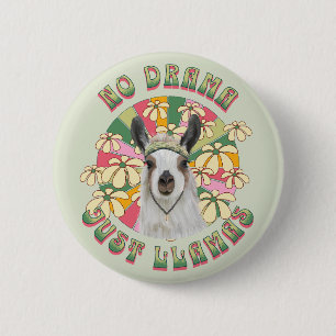 No Drama Just Llamas - Niedlich Groovy Boho Llama Button