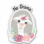 "No Drama" Lady Llama mit Rose Aufkleber (Vorderseite)
