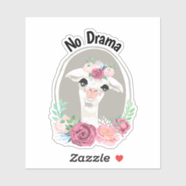 "No Drama" Lady Llama mit Rose Aufkleber