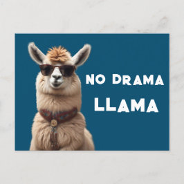 No Drama Llama Cool Alpaca Wear Sonnenbrille Blau Postkarte