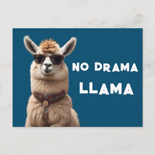 No Drama Llama Cool Alpaca Wear Sonnenbrille Blau Postkarte (Vorderseite)