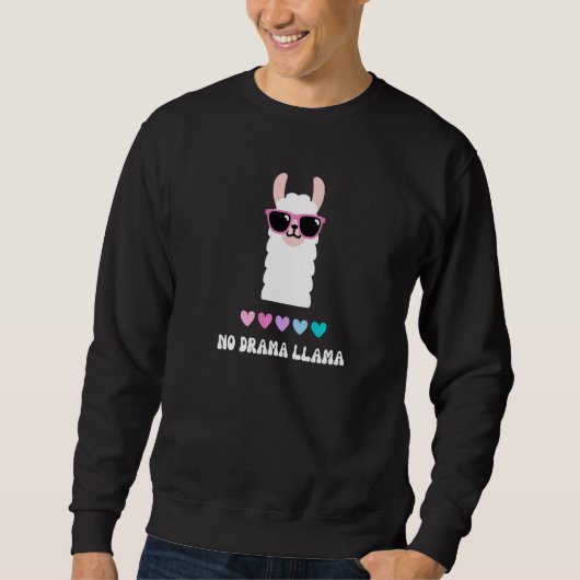 No Drama Llama Cute Animal Groovy Retro Pink Purpl Sweatshirt (Vorderseite)