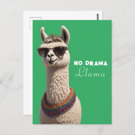 No Drama Llama Funky Alpaca Sonnenbrille Grün Postkarte