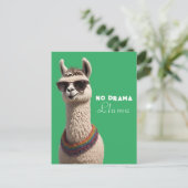 No Drama Llama Funky Alpaca Sonnenbrille Grün Postkarte (Stehend Vorderseite)