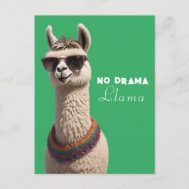 No Drama Llama Funky Alpaca Sonnenbrille Grün Postkarte