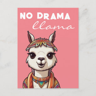 No Drama Llama Funky Hübsch Alpaca Girly Pink Postkarte