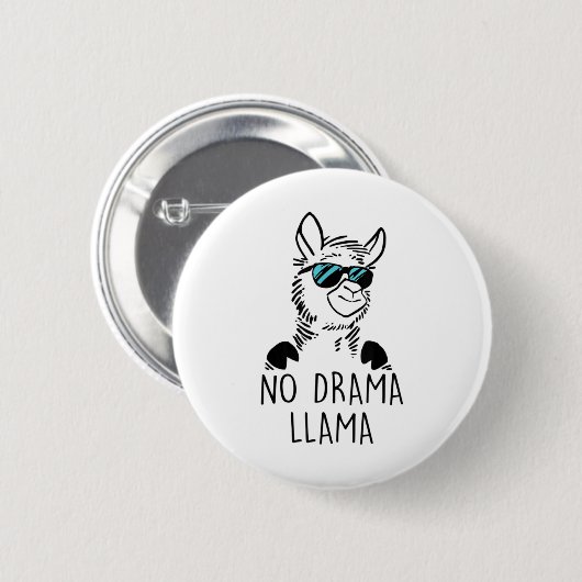 No Drama Llama Funny Lama Shirt Button (Vorne & Hinten)