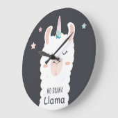 No Drama Llama Große Wanduhr (Winkel)