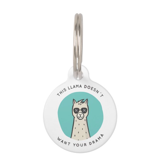 No Drama Llama Haustiermarke (Vorderseite)
