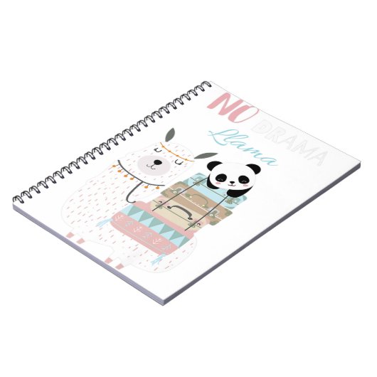 No Drama Llama Niedlich Panda Reiten Llama Alpaca Notizblock (Linke Seite)