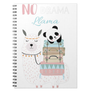 No Drama Llama Niedlich Panda Reiten Llama Alpaca  Notizblock