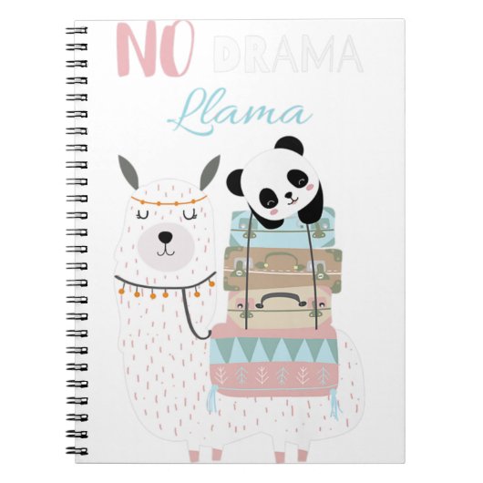 No Drama Llama Niedlich Panda Reiten Llama Alpaca  Notizblock (Vorderseite)
