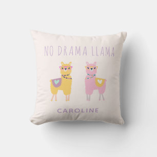 No Drama Llama Niedlich Pink Lila Personalisiert Kissen