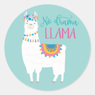 No Drama LLAMA Runder Aufkleber