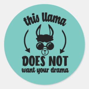 No Drama Llama Runder Aufkleber