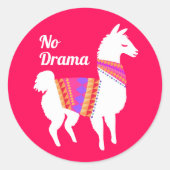 No Drama Llama Runder Aufkleber (Vorderseite)