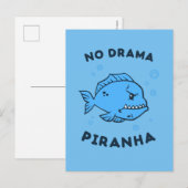 No Drama Piranha Postkarte (Vorne/Hinten)