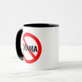 NO DRAMA-Zeichen in Rot, Weiß und Schwarz Tasse (Vorderseite Links)
