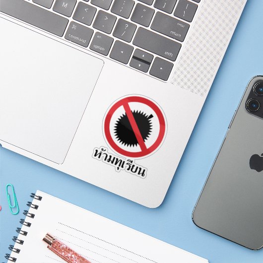 NO Durian ⚠ Thai Language Script ⚠ Aufkleber (Laptop mit iPhone)