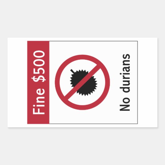 No Durians (2) Zeichen, Singapur Rechteckiger Aufkleber (Vorderseite)
