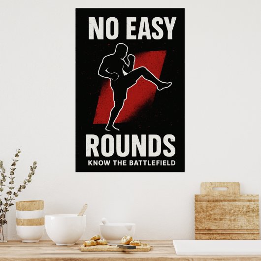 No Easy Rounds MMA Motivation Poster (Küche)