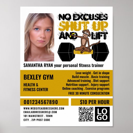 No Entschuldigung Monkey, Personal Trainer, Gym Ad Poster (Vorne)