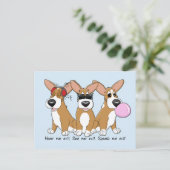 No Evil Corgi Trio Postcard Postkarte (Stehend Vorderseite)