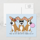 No Evil Corgi Trio Postcard Postkarte (Vorne/Hinten)