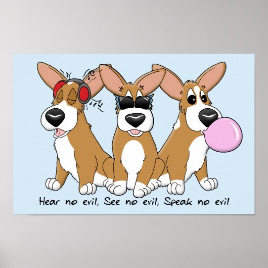 No Evil Corgi Trio Poster (Vorne)