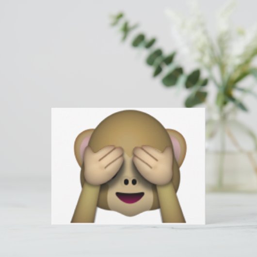 No Evil Monkey - Emoji Postkarte (Stehend Vorderseite)