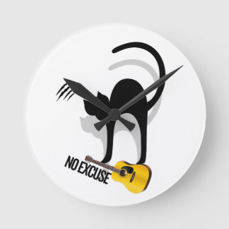 No Excuse Cat per keychain Runde Wanduhr