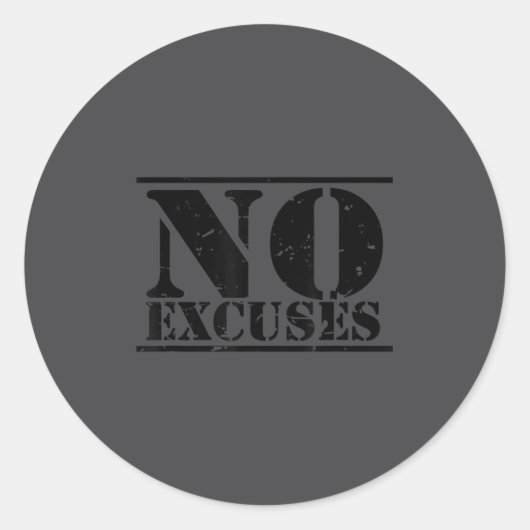 No Excuses Athlete Training Motivation Distressed Runder Aufkleber (Vorderseite)