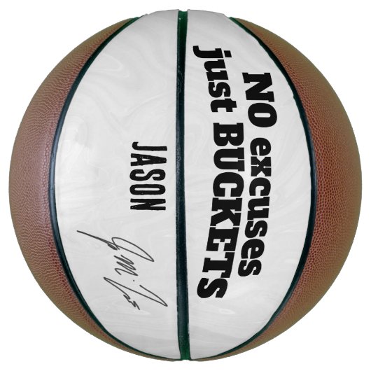 No Excuses Just Buckets – Personalized Motivationa Basketball (Vertikal)