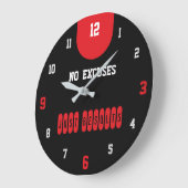 No Excuses Just Results Black Fitness Große Wanduhr (Winkel)