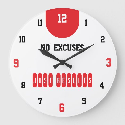 No Excuses Just Results Fitness Große Wanduhr (Vorderseite)