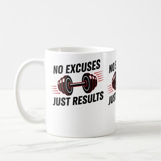 No Excuses Just Results Motivational Kaffeetasse (Links)