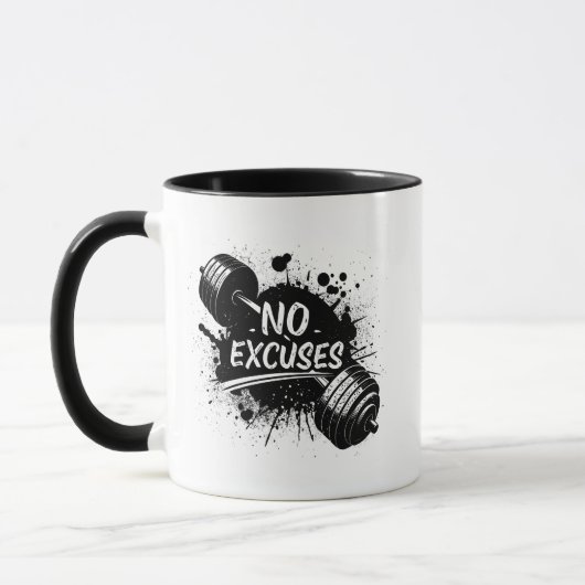 No Excuses Mug – Bold Motivational Coffee Cup Tasse (Links)