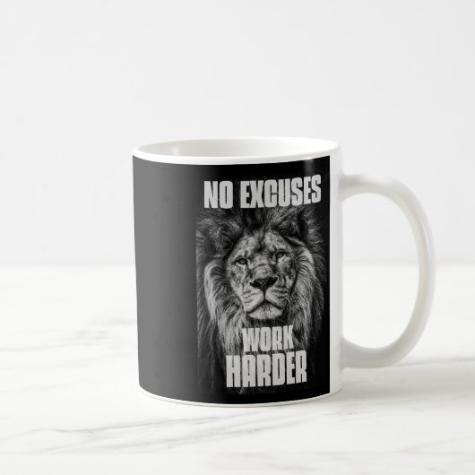 No Excuses Work Harder Bodybuilding Gym Motivation Kaffeetasse (Rechts)
