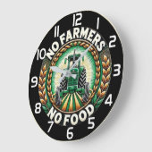 No Farmers No Food Tractor Emblem Große Wanduhr (Winkel)