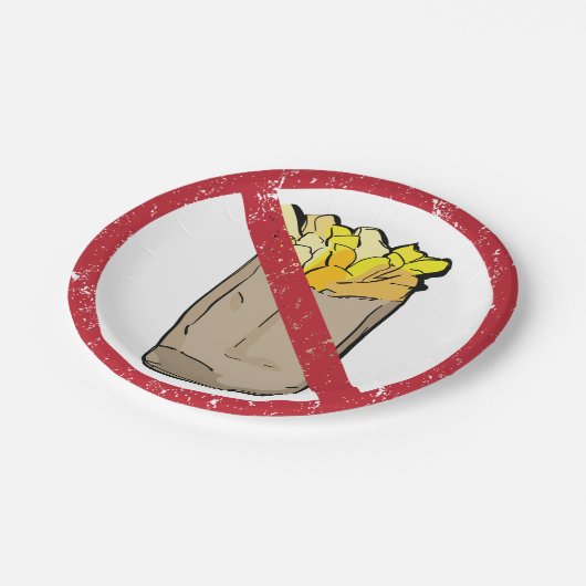 No Fries Sign Pappteller (Schrägansicht)