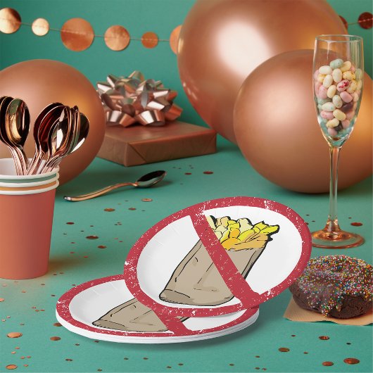 No Fries Sign Pappteller