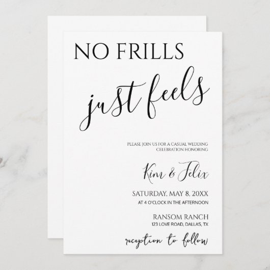 No Frills fühlen sich einfach Lässige Hochzeitsein Einladung (Vorne/Hinten)