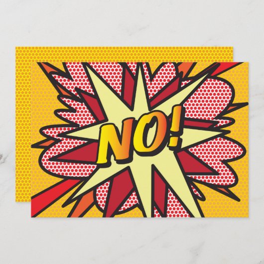 NO Fun Retro Comic Pop Kunst Einladung (Vorne/Hinten)