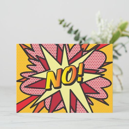 NO Fun Retro Comic Pop Kunst Einladung (Stehend Vorderseite)